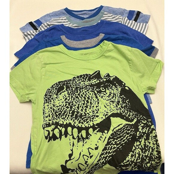 Lot Of 5 Boys T-shirts Size 5T Dinosaurs Old Navy Okie Dokie Tops Stripes - Picture 1 of 10